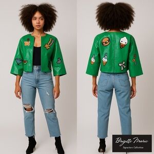Kelly Green Vegan Patent Leather Jacket